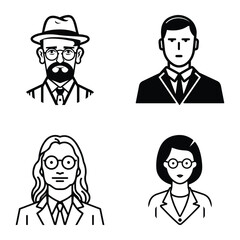 Business People Flat Icon Set Isolated On White Background