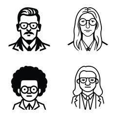 Business People Flat Icon Set Isolated On White Background