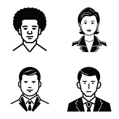 Business People Flat Icon Set Isolated On White Background