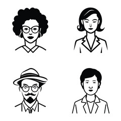 Business People Flat Icon Set Isolated On White Background