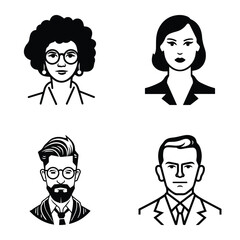 Business People Flat Icon Set Isolated On White Background