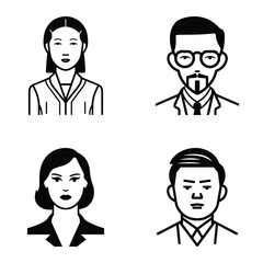 Business People Flat Icon Set Isolated On White Background