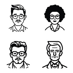 Business People Flat Icon Set Isolated On White Background