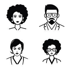 Business People Flat Icon Set Isolated On White Background