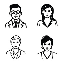 Business People Flat Icon Set Isolated On White Background