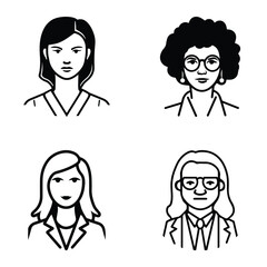 Business People Flat Icon Set Isolated On White Background