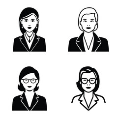 Business People Flat Icon Set Isolated On White Background