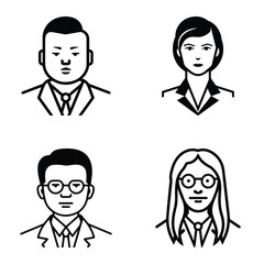 Business People Flat Icon Set Isolated On White Background