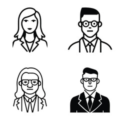 Business People Flat Icon Set Isolated On White Background