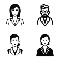 Business People Flat Icon Set Isolated On White Background