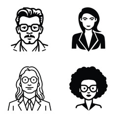 Business People Flat Icon Set Isolated On White Background
