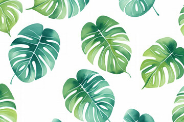 Monstera leaves, plant motif, decoration. Big leaves with holes.