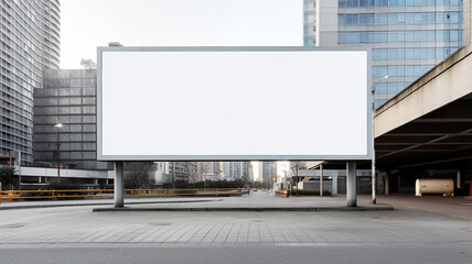 Fototapeta na wymiar blank white road billboard with bangkok cityscape background