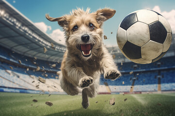dog playing soccer