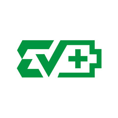 EV with Plug Icon Symbol, Electric Vehicle, Charging Point 