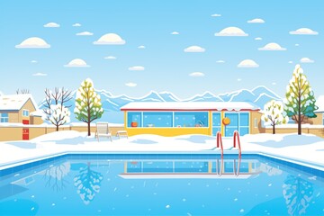 winterized swimming pool under a clear blue sky