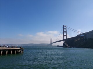 Iconic Golden Gate Bridge on a sunny day. San Francisco, California, USA