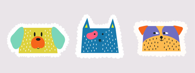 A group of three dogs. Vector colorful elements design in flat style