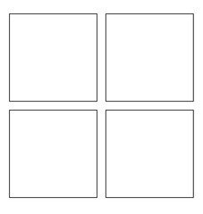 Set of four squares isolated on transparent background. Thin outline. Collection of frames.