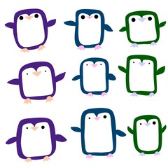 Cartoon penguin set Christmas animals for wrapping paper and fabrics and linens and kids clothes