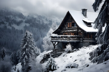 snow house, house in winter, wood house, snowy architecture, cabin, house in nature