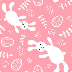 Easter animals seamless rabbit and eggs pattern for wrapping paper and fabrics and linens and kids clothes print
