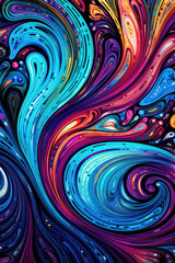 Cosmic Nebula: Vibrant Abstract Rainbow., Rainbow markers vibrant illustration