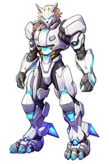 "Futuristic Rainbow Robot in Action", Rainbow markers vibrant illustration