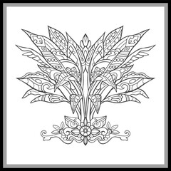 chlorophytum amaniense plant mandala arts isolated on black background.