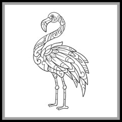 flamingo mandala arts isolated on black background.