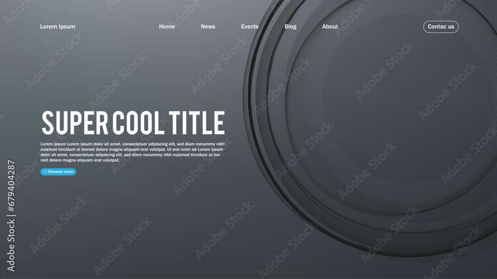 Wall mural landing page abstract design with sphere element. template for website or app.