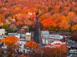 Suburban town with Autumn Colors in November