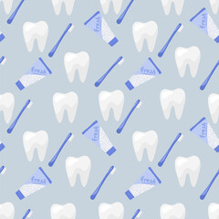 Dental tools and equipment pattern background. Vector illustration. 