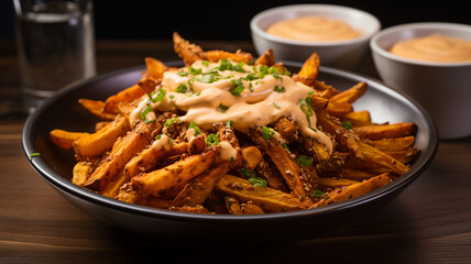 Crunchy Sweet Potato Fries with Sriracha Mayo