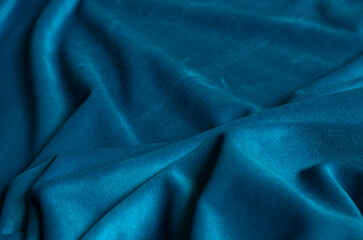 Blue soft velvet fabric detail