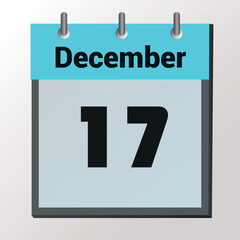 vector page of December month calendar and highlighted date December 17