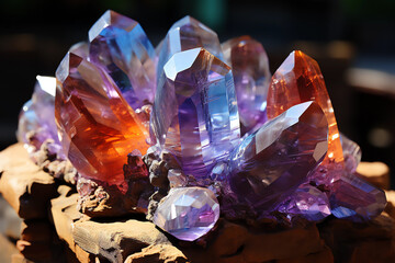 Beautiful quartz crystal minerals gemstones. modern magic. spa, relaxation concept.