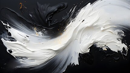 White and black paint on a black background. Abstract background for design.
