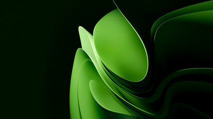 Background illustration with 3D green abstract wavy textured layers with effects © Jan Habarta