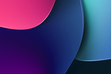 Background illustration with 3D pink purple blue flat rounded textured shapes with effects