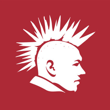 Vector isolated illustration of a punk man with the mohawk on a red background. Perfect use for a T-shirt designs, prints, stickers.