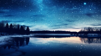 night landscape with lake