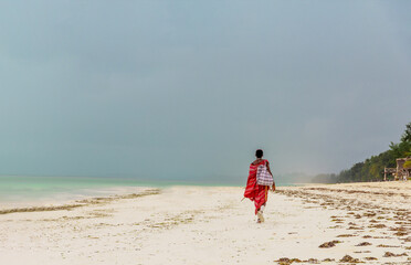 man from Maasai tribe walks along