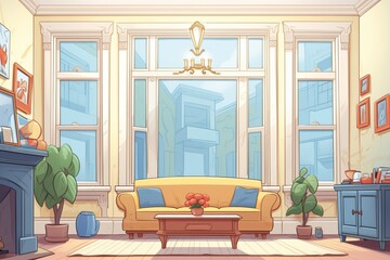 close-up shot of a bay window in a victorian home, magazine style illustration