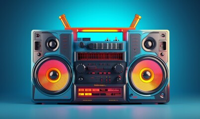 Colorful retro music Boombox 3d  render style