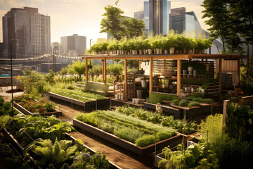 Fototapeta premium green urban architecture, growing crops in the city, plants, nature in the city, architectural öko system