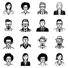 Business People Flat Icon Set Isolated On White Background