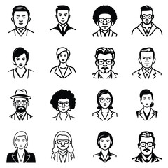 Business People Flat Icon Set Isolated On White Background