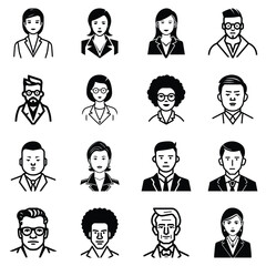 Business People Flat Icon Set Isolated On White Background