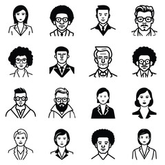 Business People Flat Icon Set Isolated On White Background